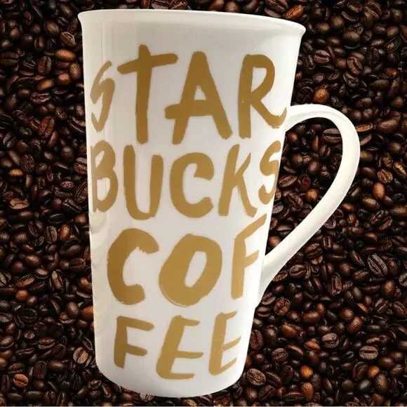 Starbucks Mug 16 oz White With Gold Starbucks Coffee Lettering - No Chips/Cracks - Picture 15 of 15